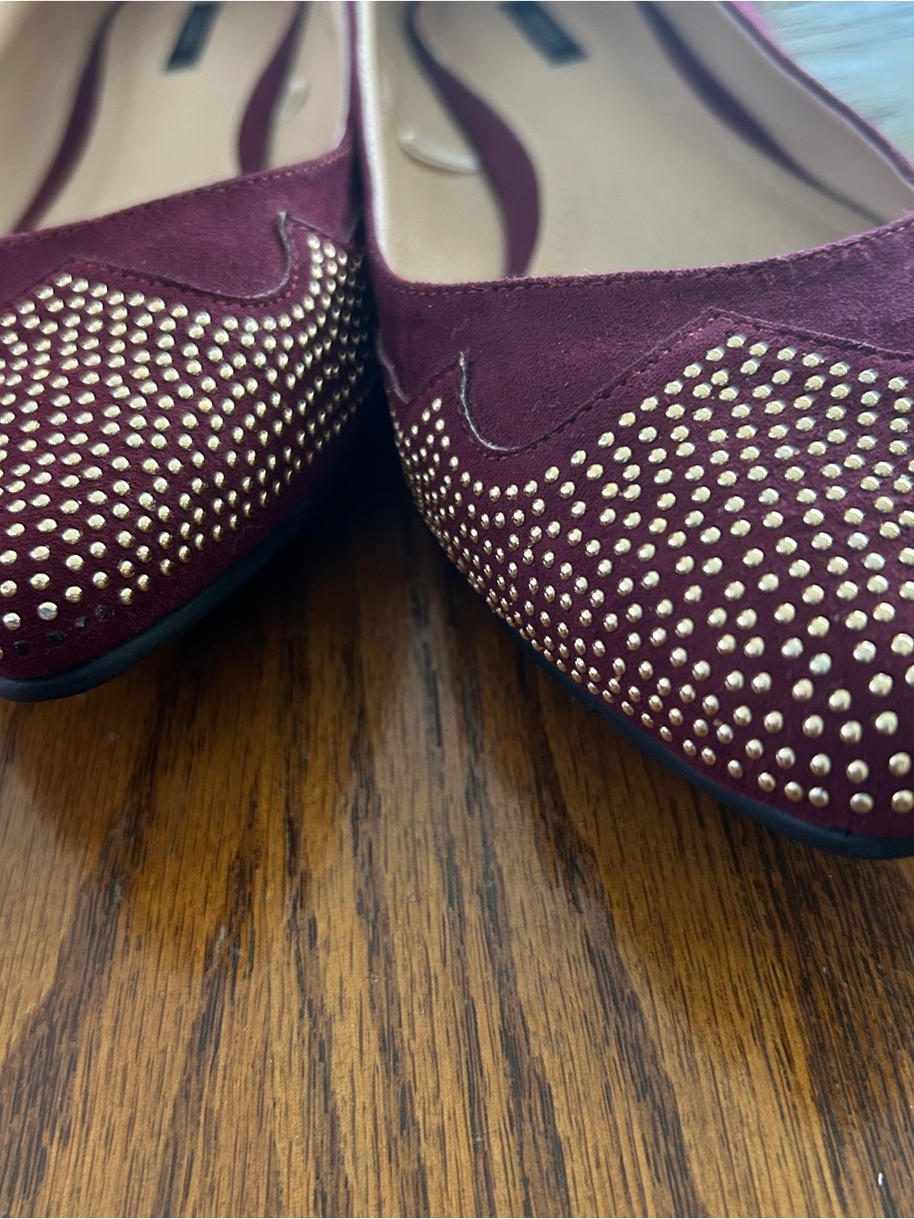 FOREVER 21 Burgundy Studded Ballet Flats - Picture 6 of 10
